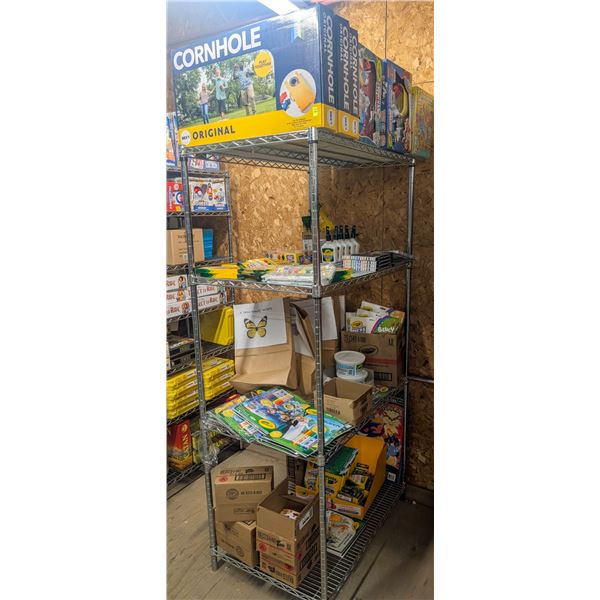 LOT OF CORNHOLE AND CRAYOLA PRODUCTS INCLUDES