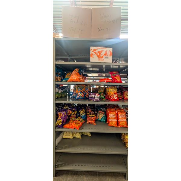 LARGE LOT OF ASSORTED CHIPS INCLUDES CHEETOS PUFFS