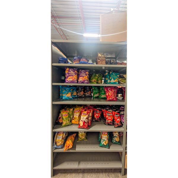 LARGE LOT OF ASSORTED CHIPS INCLUDES LAYS, DORITOS