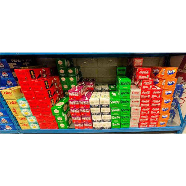 LARGE LOT OF 12 PACKS OF POP AND WATER  INCLUDES