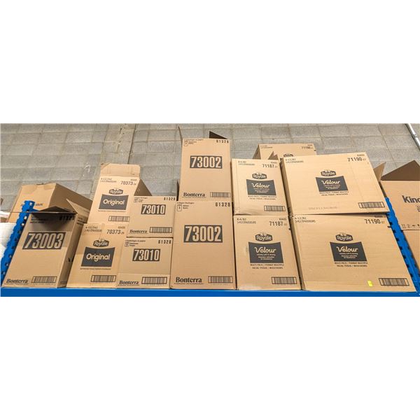 LARGE LOT OF FACIAL TISSUE AND TOILET PAPER