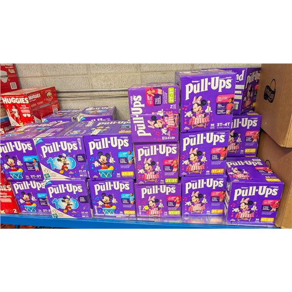 LARGE LOT OF HUGGIES PULL-UPS SIZES 2T-3T, 3T-4T &