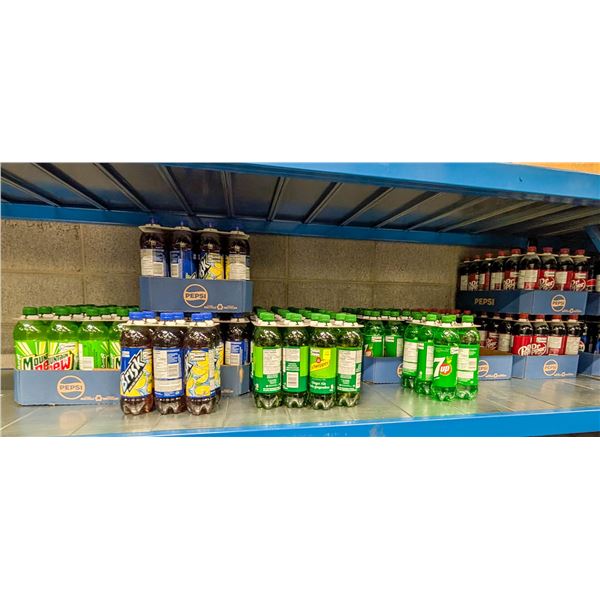 LARGE LOT OF 1L POP BOTTLES INCLUDES BRISK, 7UP