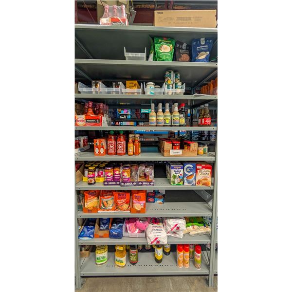 LARGE LOT OF SAUCES, RICE AND OILS INCLUDES PAM