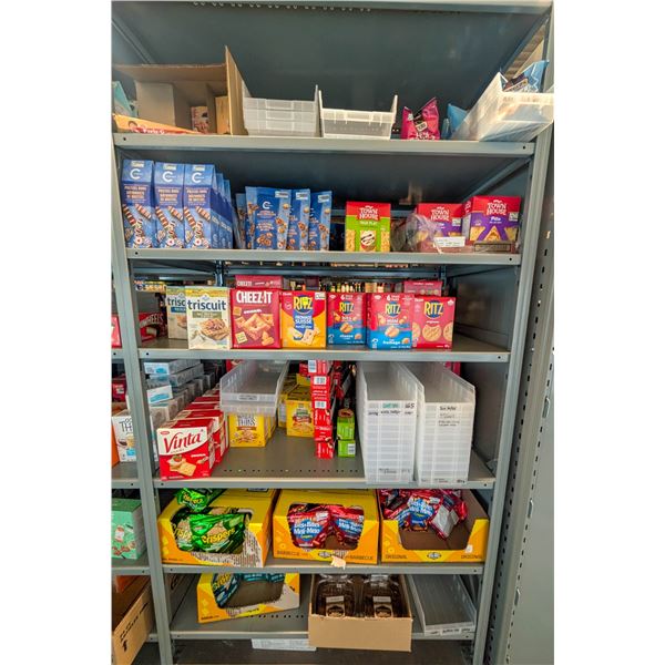 LARGE LOT OF CRACKERS, CHOCOLATE PRETZELS AND MORE