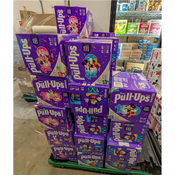 PALLET OF PULL UPS DIAPERS SIZES 2T-3T, 3T-4T,