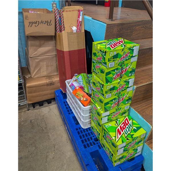 CORNER LOT OF MOUNTAIN DEW, CHRISTMAS WRAP, TOYS
