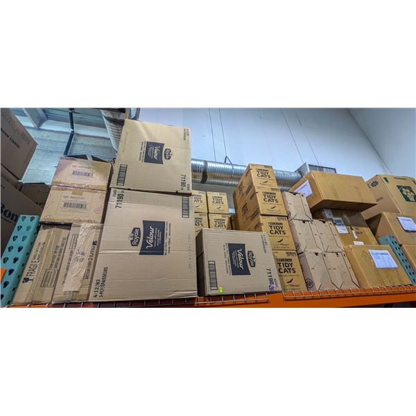 LARGE LOT OF TOILET PAPER, CAT LITTER AND CLEANING