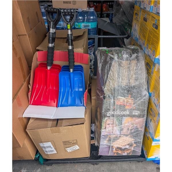 PALLET OF EXPANDABLE SHOVELS, BBQ STICKS AND MORE