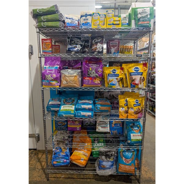 LARGE LOT OF CAT AND DOG FOOD AND TREATS INCLUDES