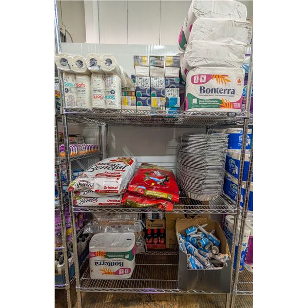 LARGE LOT OF DOG FOOD AND CLEANING PRODUCTS INCLS