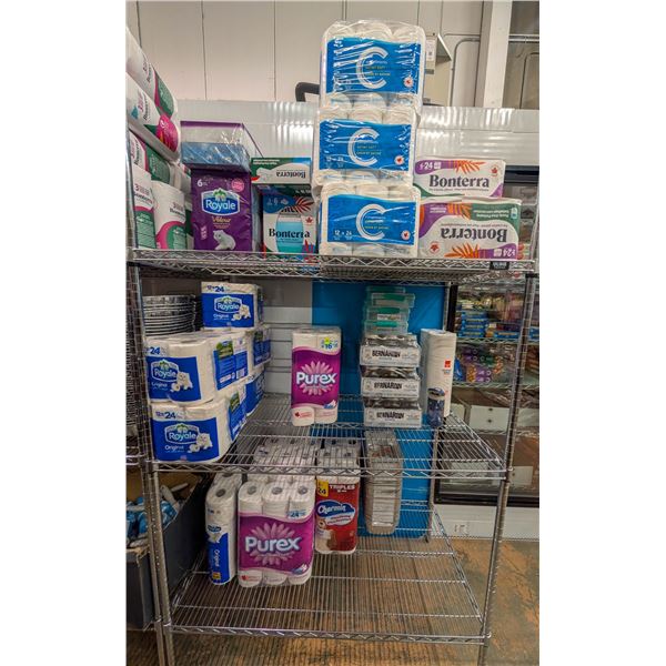 LARGE LOT OF TOILETPAPER, CANNING JARS AND MORE