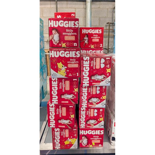 LARGE LOT OF HUGGIES LITTLE SNUGGLERS DIAPERS