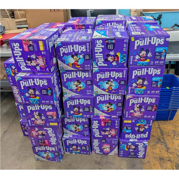 LARGE LOT OF HUGGIES PULL UPS DIAPERS SIZES 2T-3T