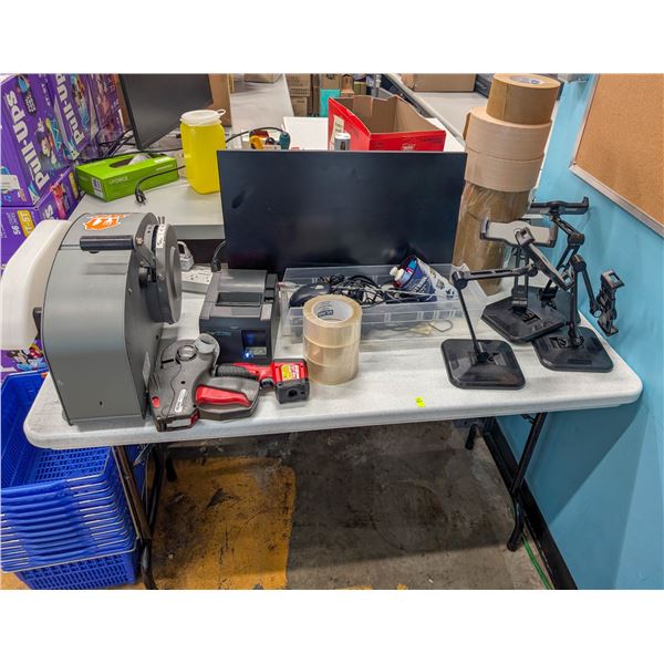 FOLDING TABLE (APPROX 4') WITH CONTENTS INCLUDES