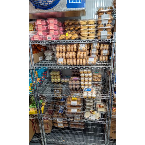 LARGE LOT OF FROZEN DESSERT INCLUDES TARTS, DONUTS