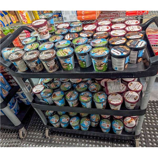 LARGE LOT OF ICE CREAMS LOCATED ON CART