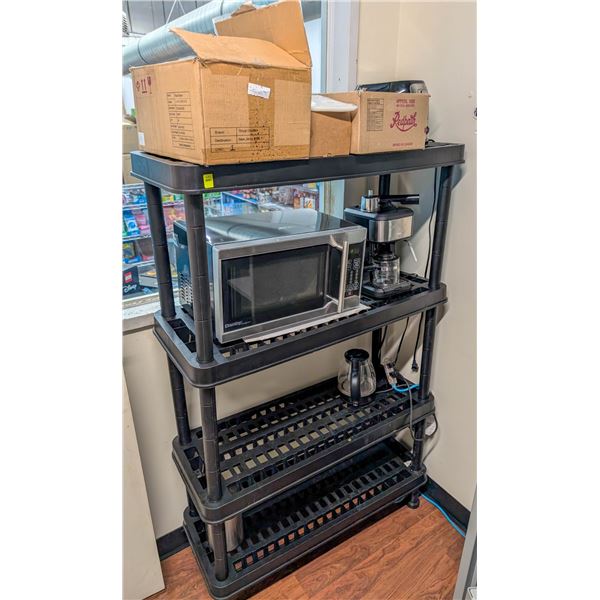 BLACK COLLAPSIBLE RACK WITH CONTENTS