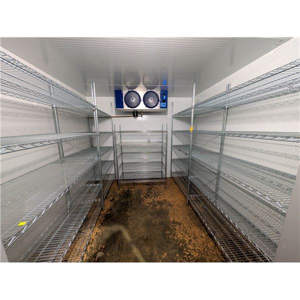 LOT OF 5 STEEL METRO RACKS LOCATED IN BACK WALK-IN