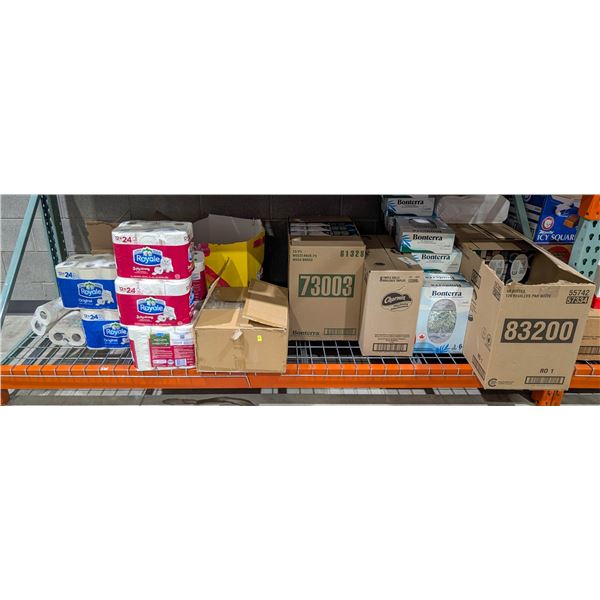 LARGE LOT OF TOILET PAPER, FACIAL TISSUES AND PLAY