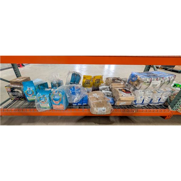 LARGE LOT OF CAT FOOD, CAT LITTER AND FIRE STARTER