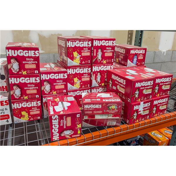 LARGE LOT OF HUGGIES LITTLE SNUGGLERS DIAPERS
