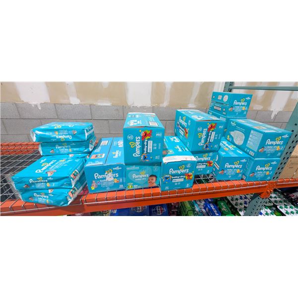 LARGE LOT OF PAMPERS BABY-DRY DIAPERS SIZES 2 & 3