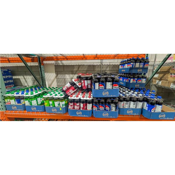 LARGE LOT OF 1L POP BOTTLES, INCLUDES MOUNTAIN DEW