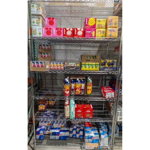 LARGE LOT OF BEVERAGES INCLUDES POPPI, ALLENS,