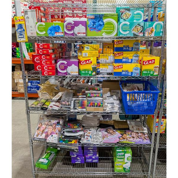 LARGE LOT OF CLEANING SUPPLIES AND PARTY SUPPLIES