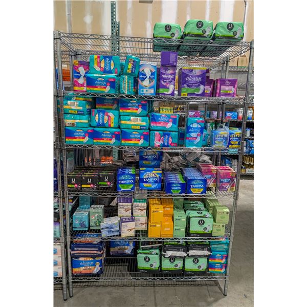 LARGE LOT OF FEMININE HYGIENE PRODUCTS INCLUDES