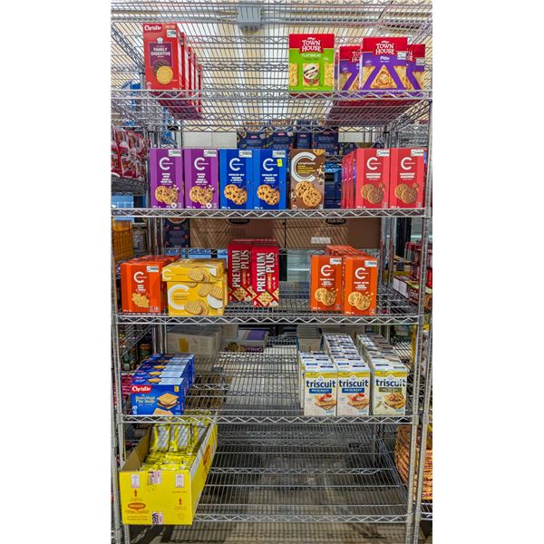 LARGE LOT OF CRACKERS AND COOKIES INCLUDES