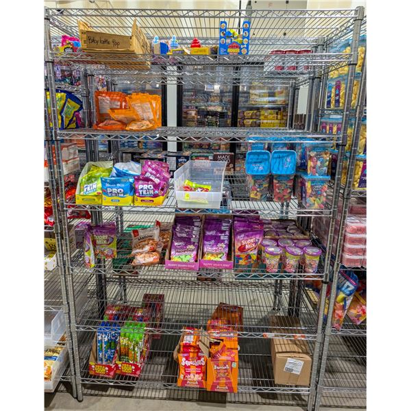 LARGE LOT OF CANDY INCLUDES PUPPY HOUSE, PROTEIN