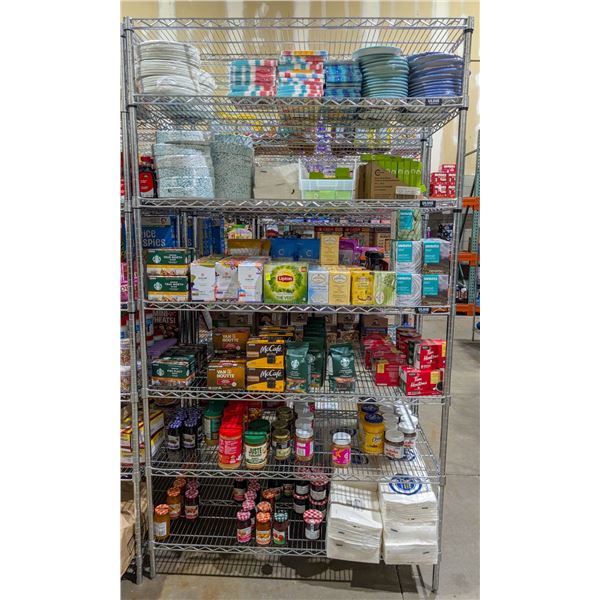 LARGE LOT OF COFFEE, TEAS, SPREAD & PARTY SUPPLIES