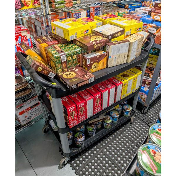INVENTORY CART LOCATED IN FREEZER, CONTENTS