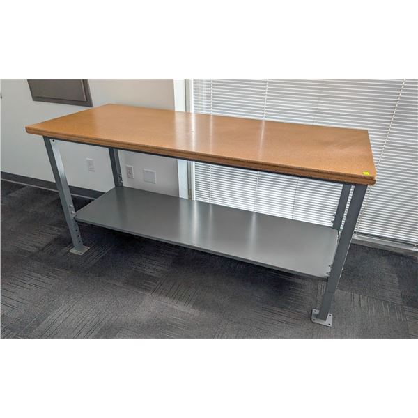 STEEL AND WOOD TOP DESK 6' X 30" X 37"