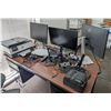 Image 2 : OFFICE DESK WITH CONTENTS INCLUDES MONITORS