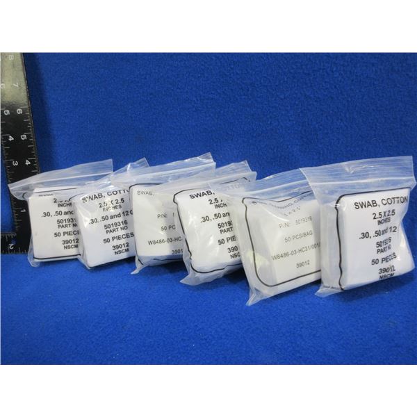 NEW - Cotton Swabs - 2.5" x 2.5" - 6 Packs of 50