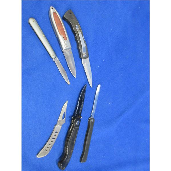 6 Assorted Folding Blade Knives - 4 are Lock Blade