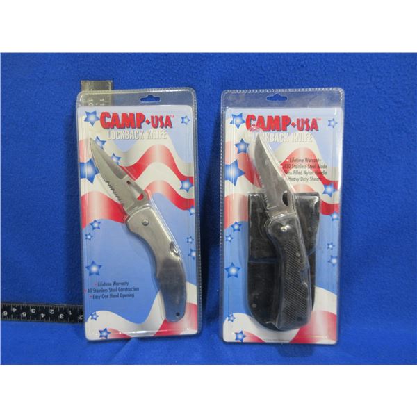 Camp USA Lockback Knife with Sheath & Camp USA Lockback Clip Knife