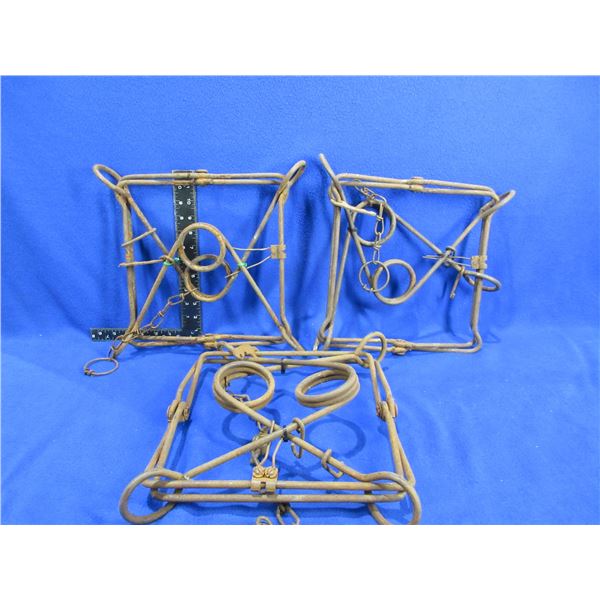 3 Vintage Body Grip Traps # 330 (Conibear) - Approx. 12" Square