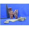 Image 1 : WWII M-1910 Pick Mattock Axe Cover/Carrier 1944 & 2 Leather Sheaths RH