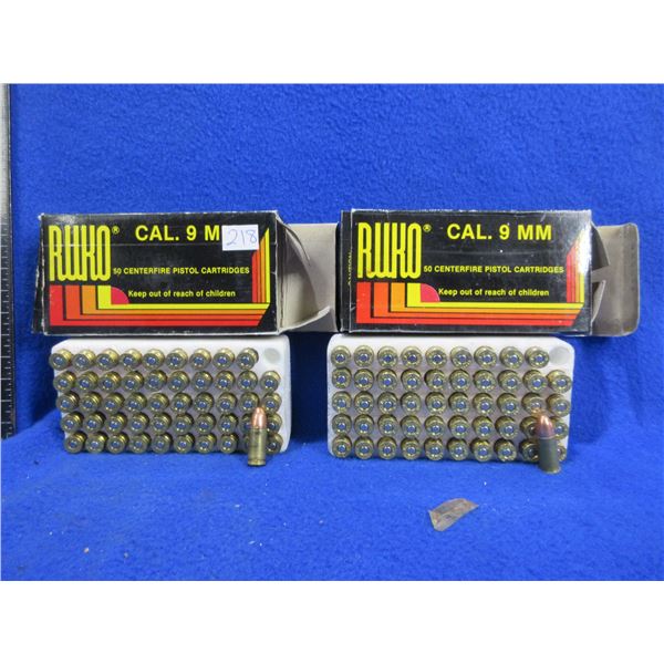 9MM Luger Reloads - 2 Boxes of 50 (We Can Not Ship - Pick Up Only)