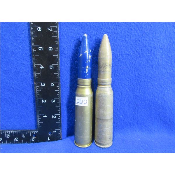 2 - 20MM Inert Dummy Round Brass Shell Casings with Projectile