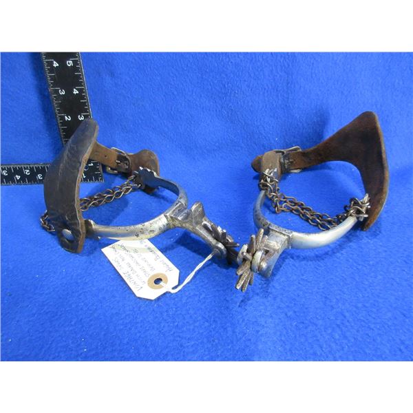 Vintage Spurs with Double Heel Chains, Straps & Chap Guards - August Buermann Style