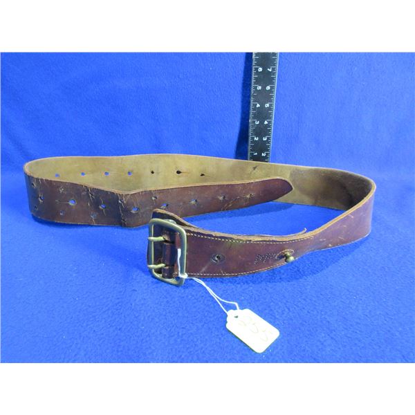Leather Gun Belt with Fused "MP" - Appears to be Size 36, 48" Total Length