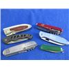 Image 1 : 6 Assorted Folding Blade Knives - 3 Lock Blade, 2 Swiss Style, 1 Key Chain