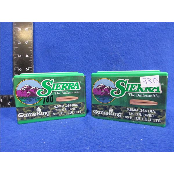 6.5MM .264" 130gr HPBT Sierra Bullets - 2 Boxes of 100