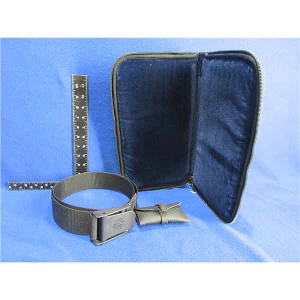 Soft Handgun Case 13" x 8", Uncle Mike's Belt and Small Leather Pouch