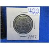 Image 1 : 1957 Canada 50 Cent Coin - .800 Silver
